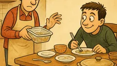 Виц: След празничната кулинария — хвърлям ли?