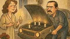 Виц: Свещи, масло… затвори предния капак!