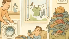 Виц: Пране 60 минути, сгъване 5 дни