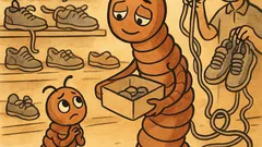 Виц: Малката стоножка в магазина за обувки...