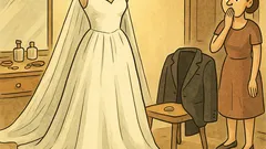 Виц: Младоженецът в булчинска рокля преди сватба