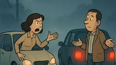 Виц: В мъглата тя следва фаровете...