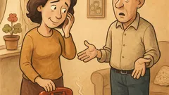 Виц: Една жена затваря слушалката у дома