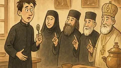 Виц: Млад свещеник отива на закуска