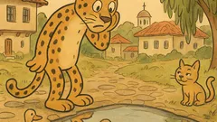 Виц: Леопардът се оглежда във водата