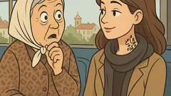 Виц: Баба разчита татуировка на врата