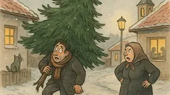 Виц: Един мъж с елха залита...