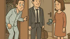 Виц: Връща се мъж от командировка...