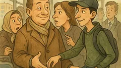 Виц: В претъпкан трамвай жена предупреждава мъжа