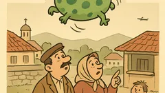 Виц: Зелено, петнисто, скача — що е?