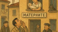 Виц: Пред родилния дом бащата вика